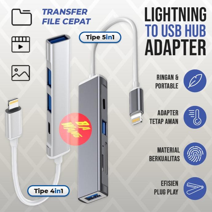 TERLARIS - CELTONID Lightning to USB HUB Camera Adapter OTG TF SD Card Reader