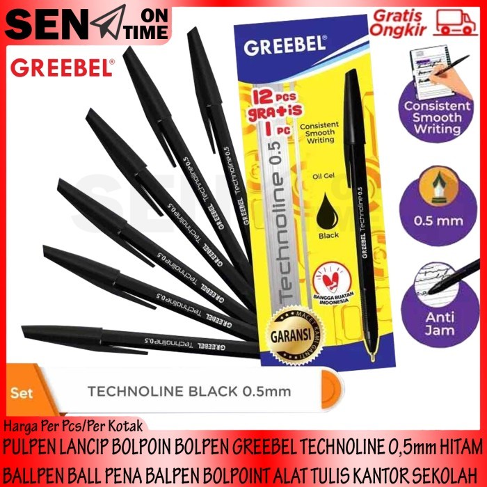 

Terbaru PENA BOLPOIN KANTOR SEKOLAH PULPEN GREEBEL TECHNOLINE 0,5 GROSIR HITAM 100% ori