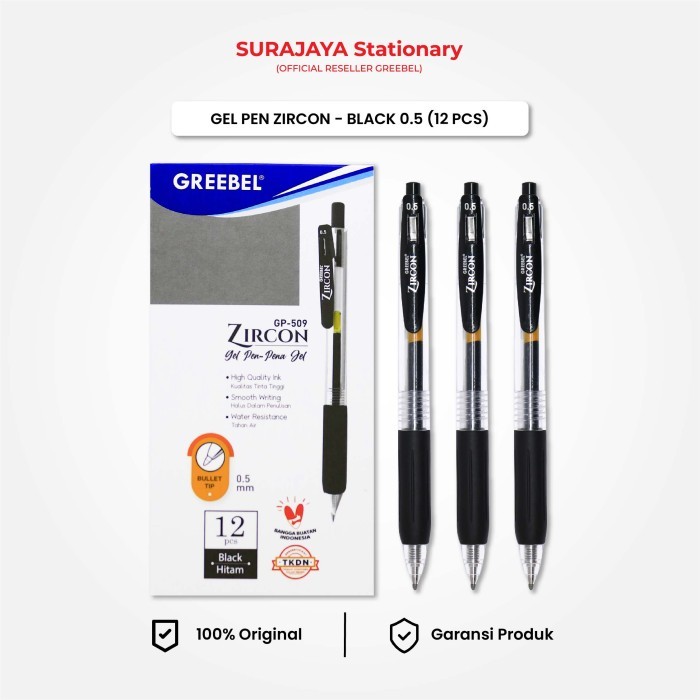 

Terbaru GREEBEL GEL PEN GP-509 ZIRCON 0.5 /Pen/Pulpen/gel pen utk atk kantor 100% ori