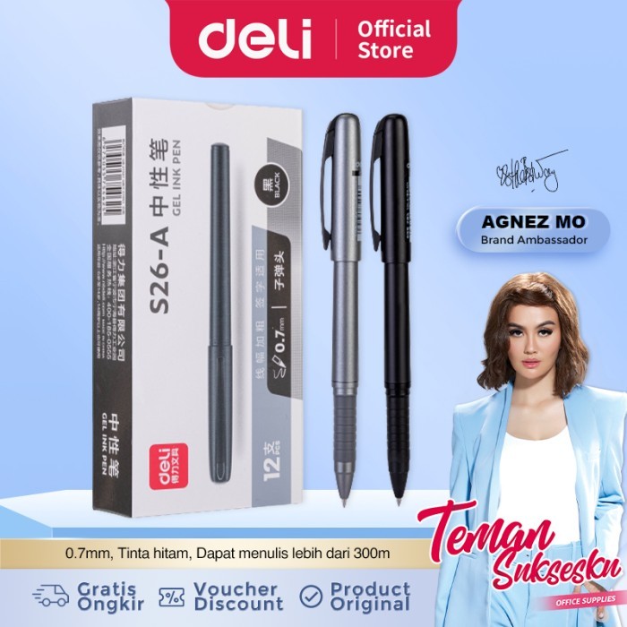 

Terbaru Deli Office Gel Pen Pulpen Kantor 0.5/0.7/1mm Tinta Hitam S26-A 100% ori