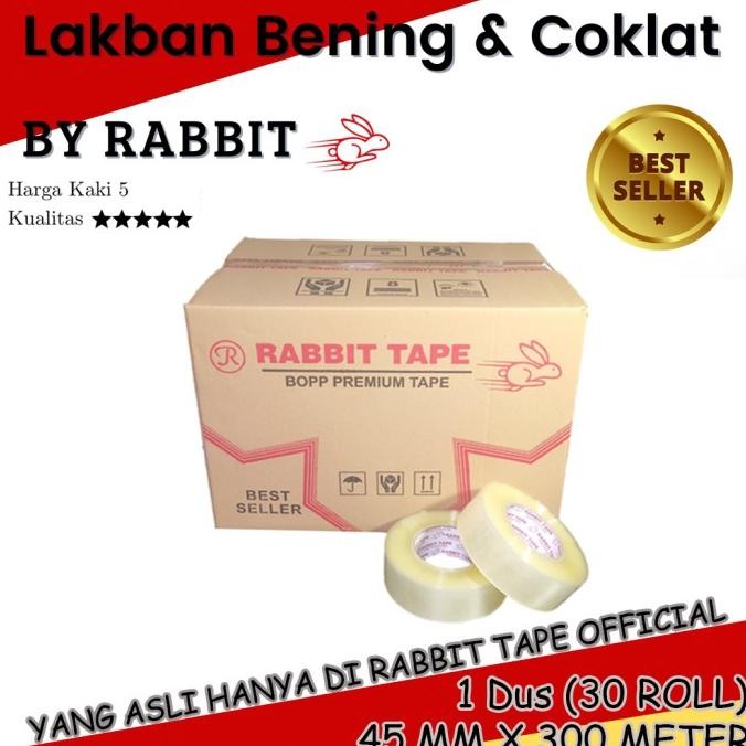 

BEBAS ONGKIR - Dus Lakban Bening / Lakban Coklat RABBIT TAPE 2 inch x 500 Yard - 300M