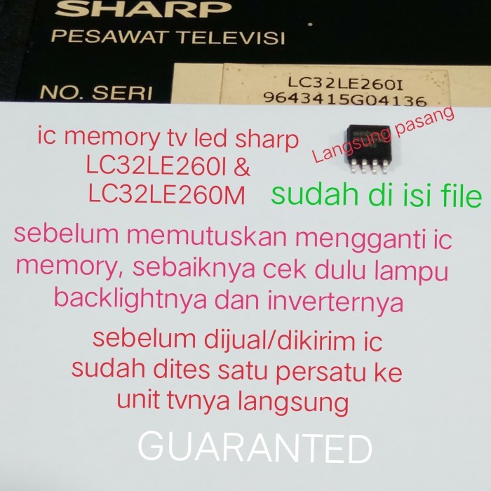 IC EPROM MEMORY TV LED SHARP LC32LE260I LC32LE260M LC-32LE260I LC-32LE