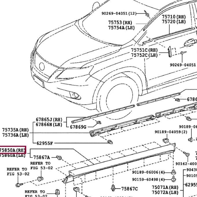 MOULDING LIST TRIPLANG BAWAH PINTU DEPAN 75850 75860-48020 LEXUS RX270