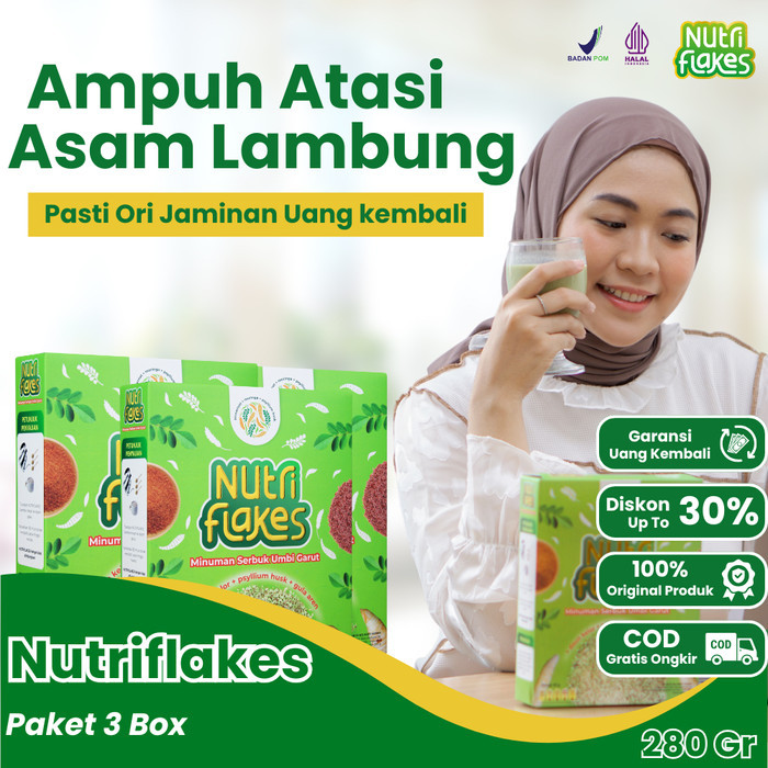 

Paket Hemat - Nutriflakes Sereal Umbi Garut Untuk Asam Lambung 3 Box Barangbaru