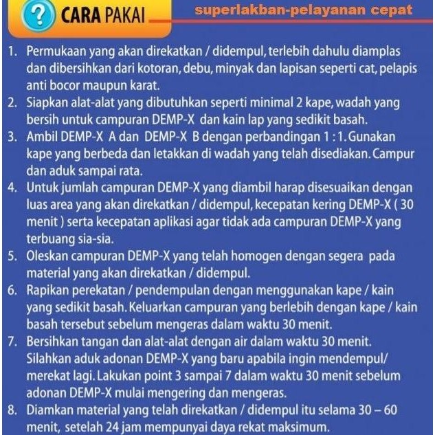 Lem Epoxy Anti Bocor Demp-X 500G Merekat Dalam Air Kolam Ikan - Renang