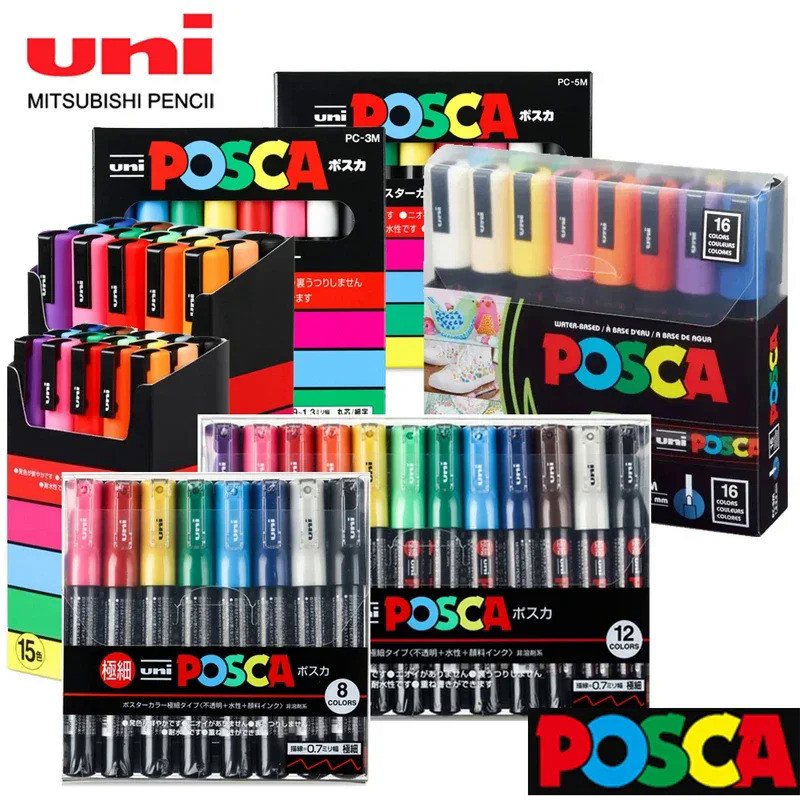 

Uni POSCA Marker Pen Set Acrylic Paint Markers Pens PC-1M PC-3M PC-5M Painting Marking Drawing Graffiti Pens Art Supplies