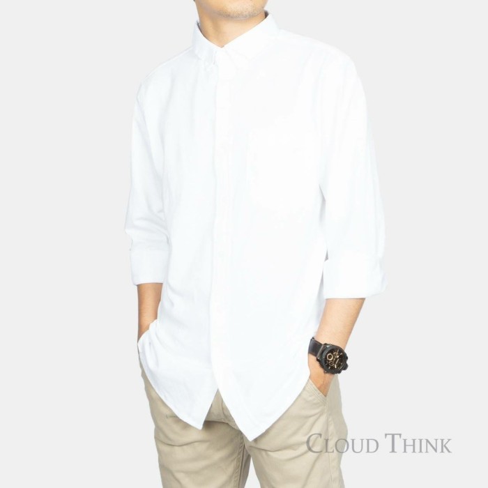 Kemeja Lengan Panjang Pria Bahan Cotton Pique