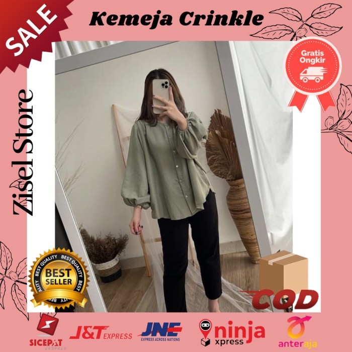 Kemeja Crincle premium Airflow Crincle Vella Blouse