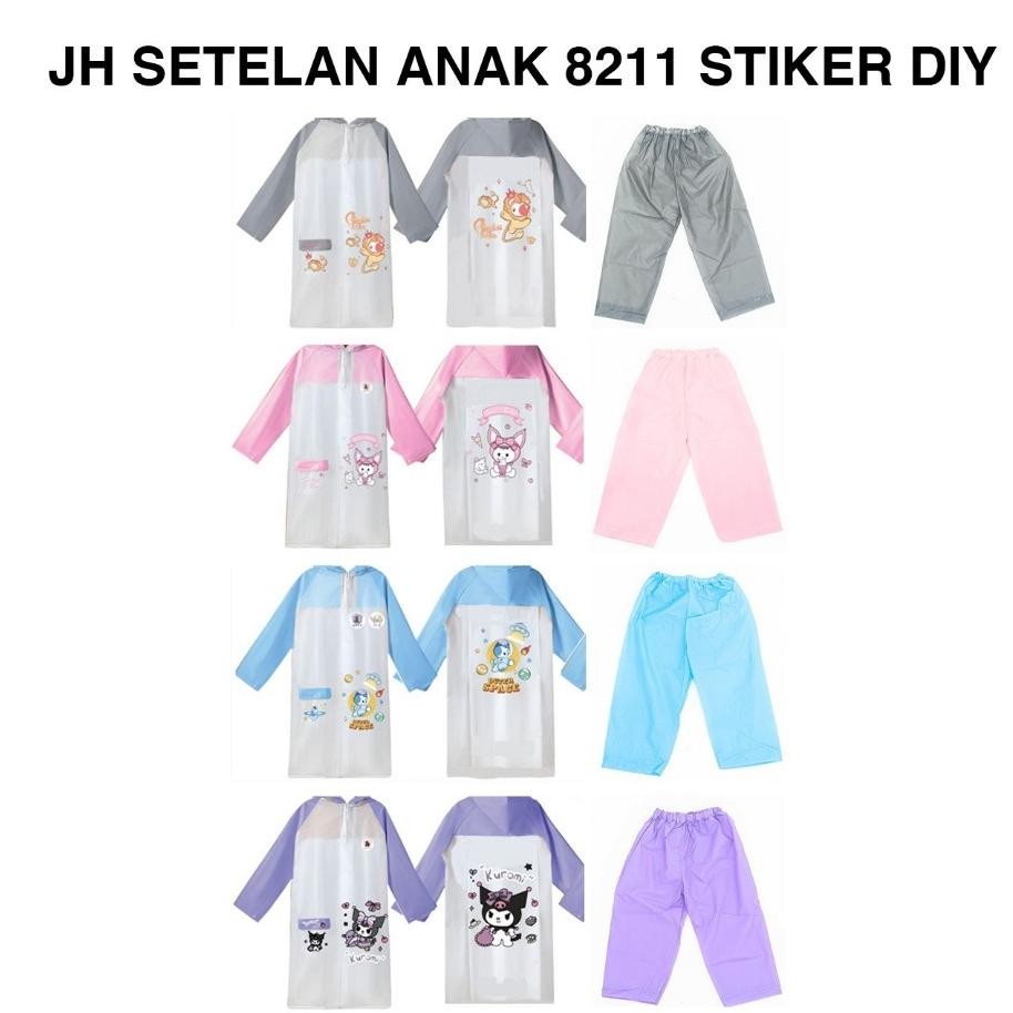 CR - Jas Hujan Setelan Anak Motif Stiker DIY 8111, 8211 JKTKIDS TERLARIS