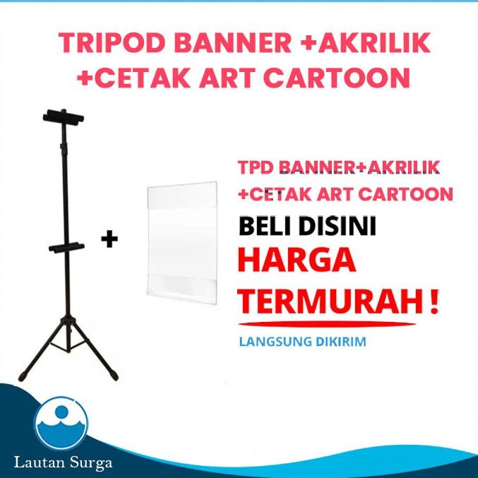 READYYY>> TRIPOD STANDING BANNER PLUS CETAK AKRILIK THICKER POSTER ART CARTON A3 & A4