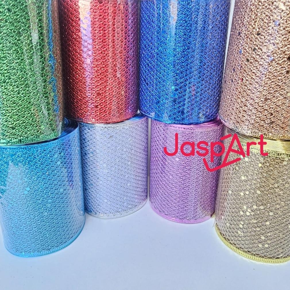 

Pita Glitter Natal Pinggir Kawat Pita Parcel Pita Christmas Pita Hiasan Cantik Lebar 10Cm Pita Natal Siap Kirim