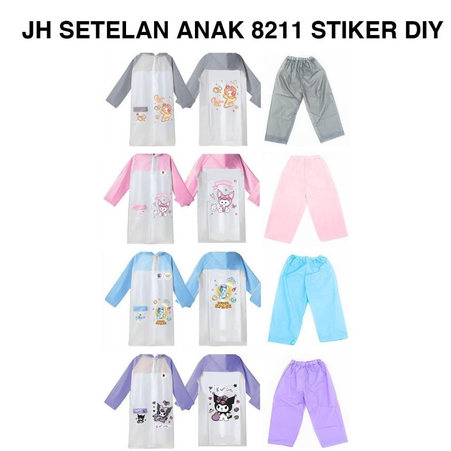 CR - Jas Hujan Setelan Anak Motif Stiker DIY 8111, 8211 JKTKIDS TERLARIS