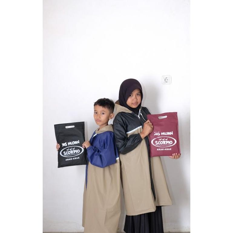 CR - Jas Hujan Raincoat SCORPIO Original Stelan Gamis Jubah Anak Anak Umur 6-12 Bahan Pvc 025 Tebal 