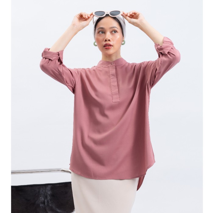 KEMEJA WANITA RAYON PREMIUM l Augie - Kiran Daily Blouse Polos Rayon