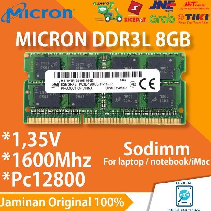 RAM LAPTOP MICRON DDR3L 8GB SODIMM 1600Mhz / PC12800 DDR3 1Rx8 MEMORY