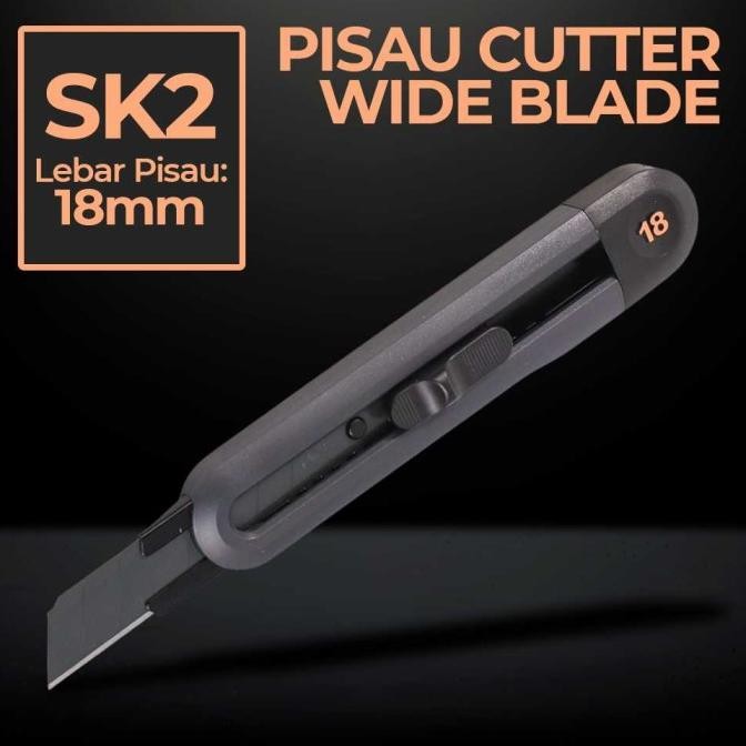

Pisau Cutter Pemotong Kertas Kardus Tali Serbaguna Wide Blade Sk2 18Mm