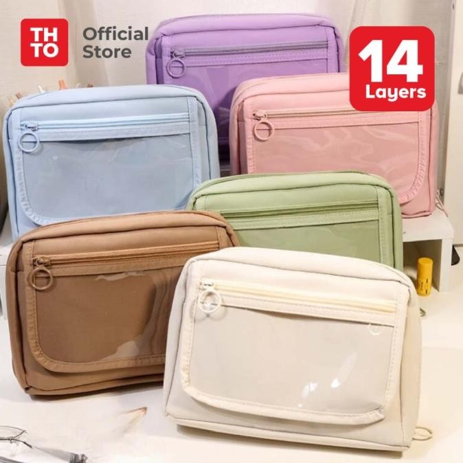 

Thto 14 Layer New Tas Tempat Pensil Case Pouch Anak Sekolah Transparan Kapasitas Besar Stationery Kantor A111