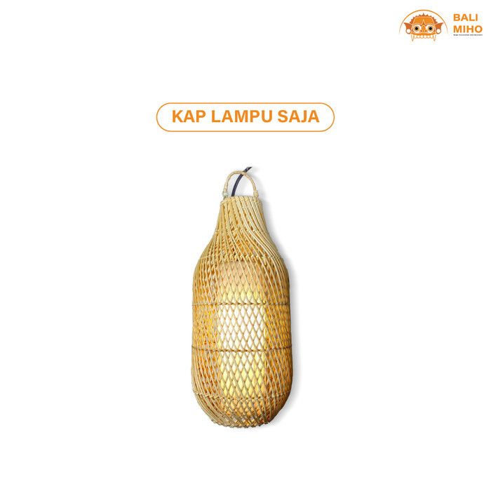

New - Kap Lampu Rotan Motif Botol 18 X 45 Cm + Kain - Kap Lampu Rotan