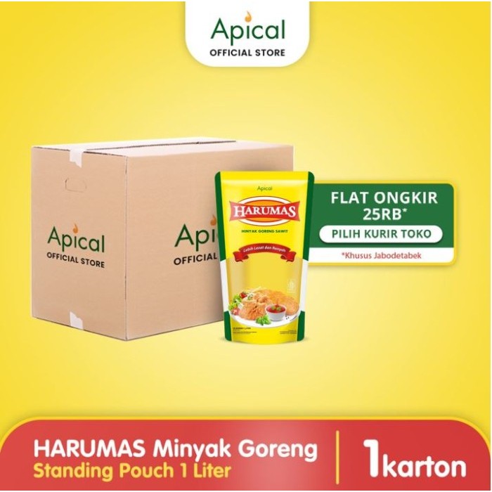 

[1 Karton] Harumas Minyak Goreng Standing Pouch 1L Terbaik