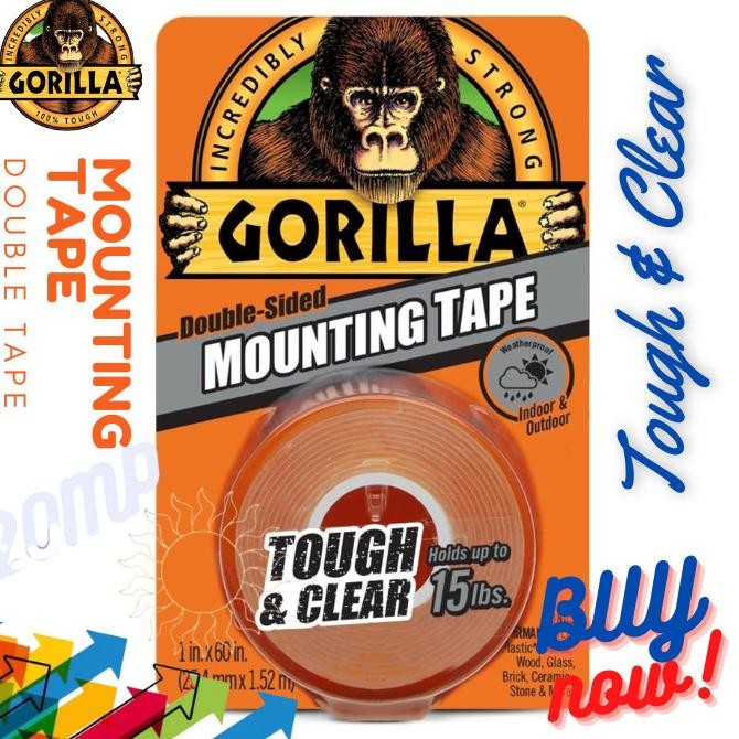 

Isolasi Lakban Gorilla Mounting Double Tape Tough and Clear 1Inch