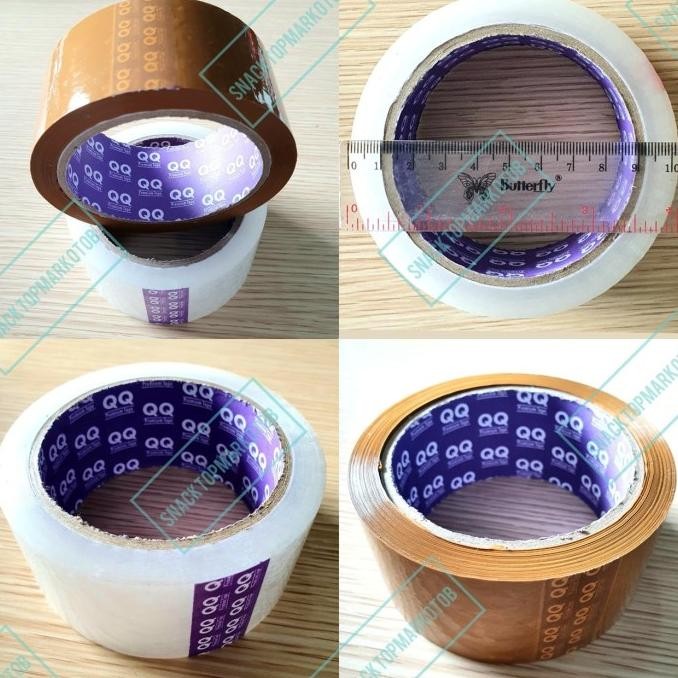 

Lakban Bening/Coklat QQ Premium Tape 2Inch(45mm) 72Yards Per Dus