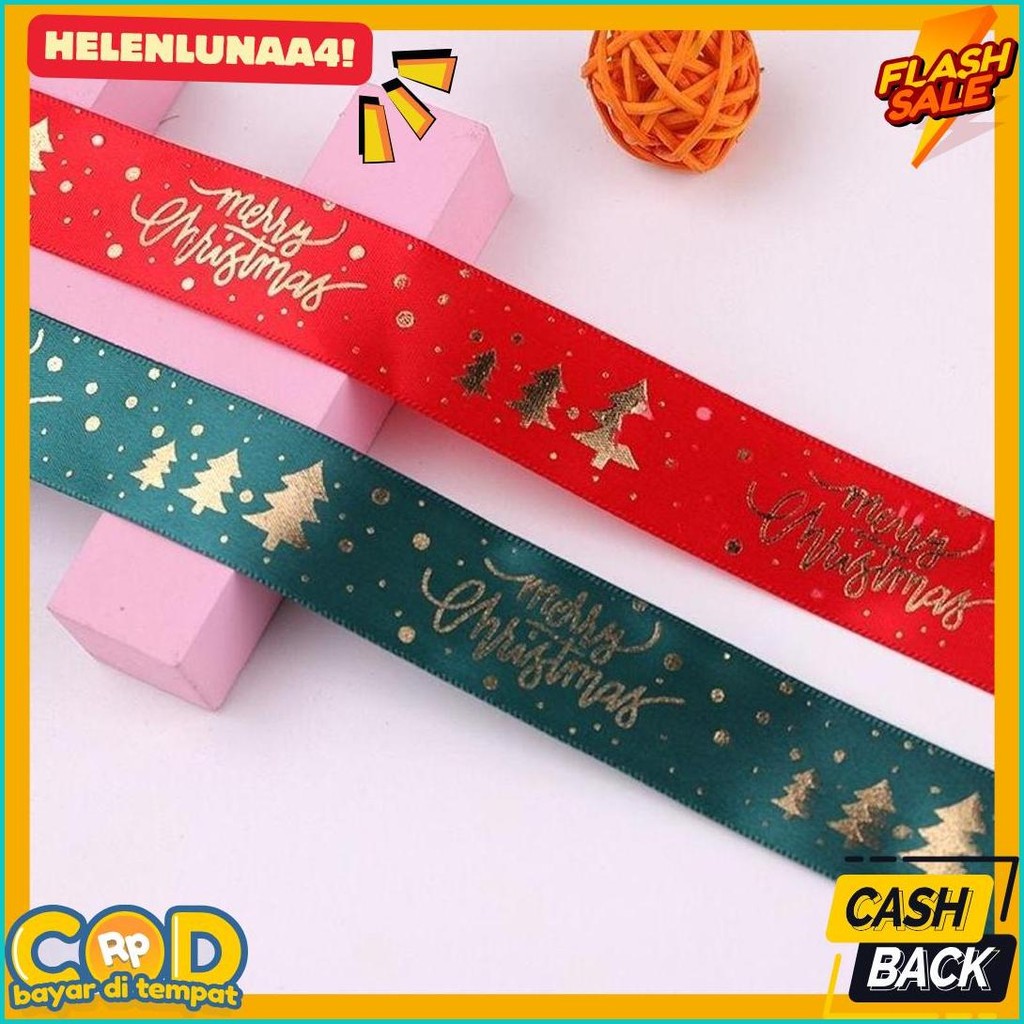 

(Per 5 Meter) Pita Natal Merry Christmas Hampers Natal Satin 4 Cm (6.6)