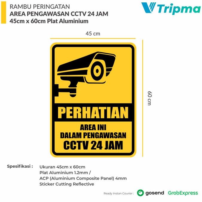 

BEBAS ONGKIR - Rambu Area Pengawasan CCTV 24 Jam - Kotak 45cm x 60cm Plat Alumunium