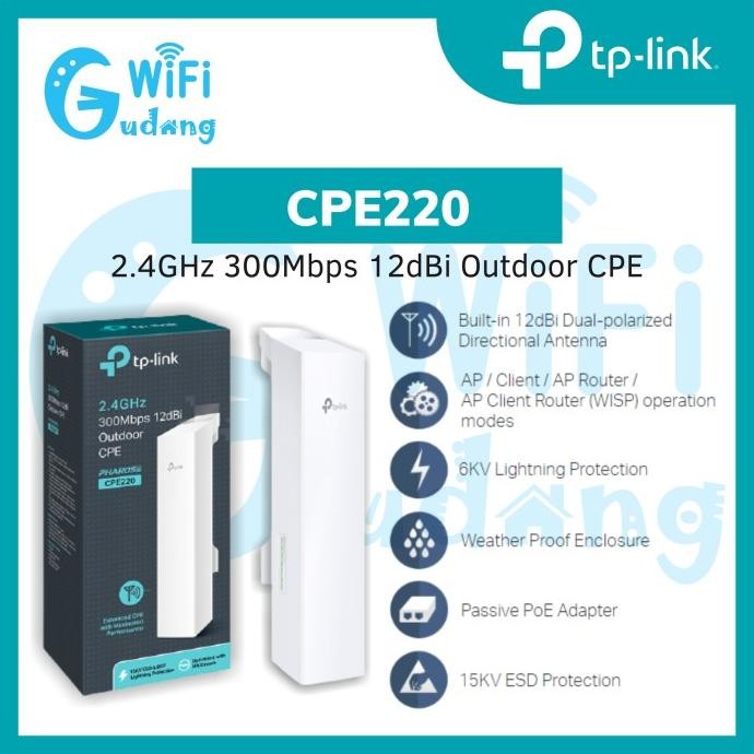 Access Point Outdoor TP-LINK 2.4GHz 300Mbps CPE220 / CPE 220 / CPE-220