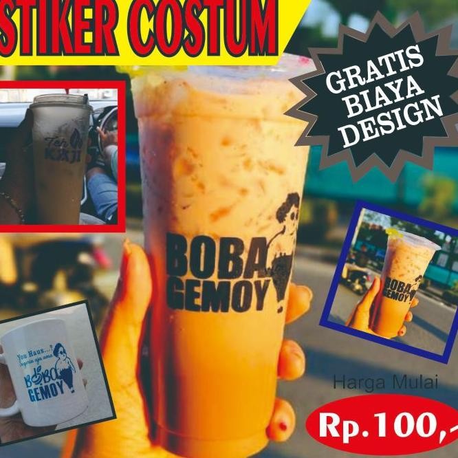 

Custom Stiker Transparan Label Cup/Botol Dll