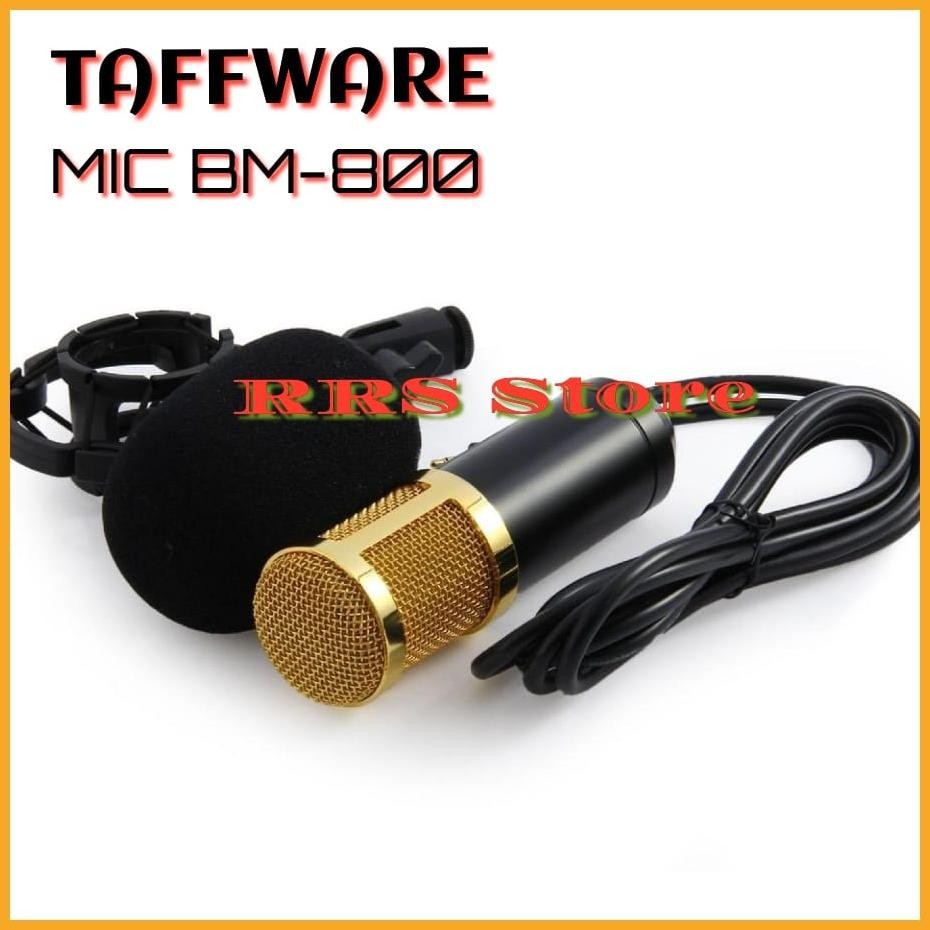 TaffSTUDIO Mikrofon Kondenser Studio dengan Shockproof Mount - BM-800 MIC KAROKE JEK KECIL MIC LAPTO