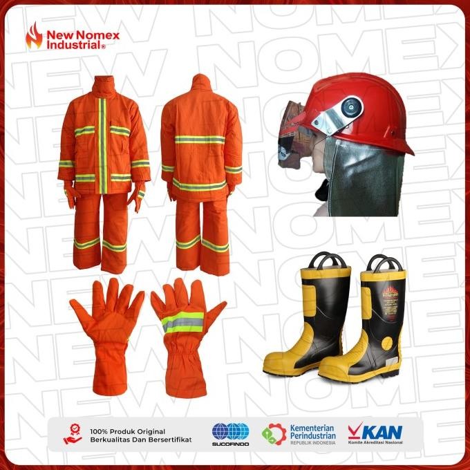 READY PROMO PAKET BAJU PEMADAM KEBAKARAN ANTI API NEW NOMEX IIIA STANDARD ORIGINAL ORANGE - SEPATU H