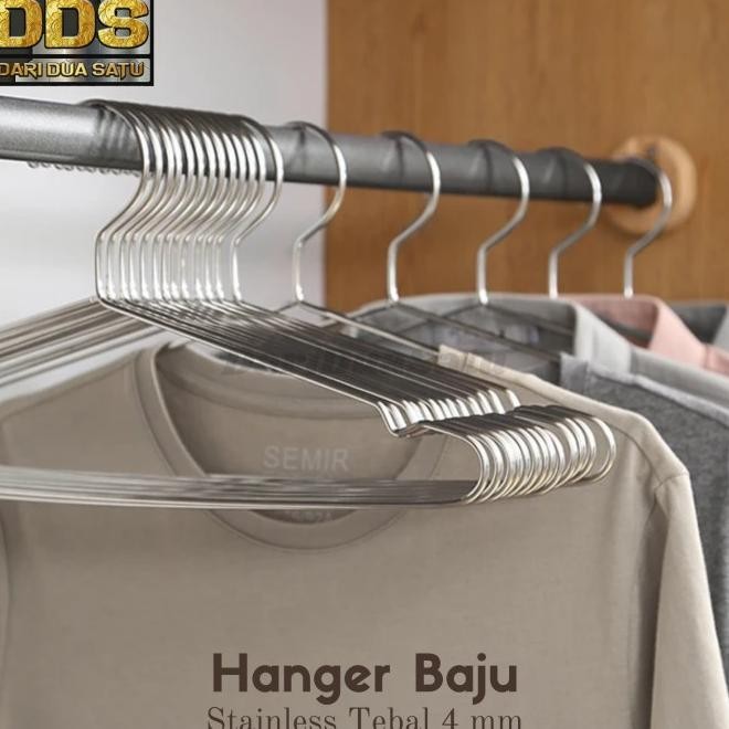 Gantungan Baju Dewasa Stainless Tebal 3 Mm Hanger Stainless Isi 6 Pcs