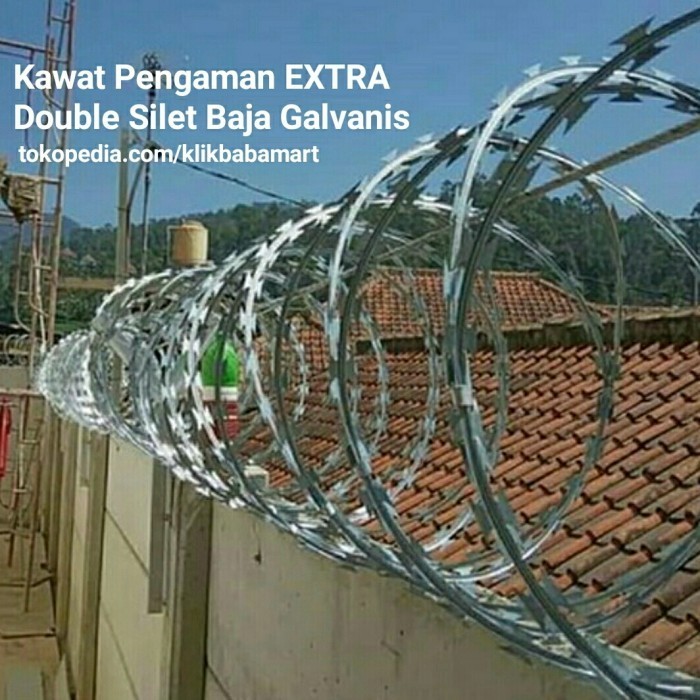 Kawat Duri Silet Tebal Pengaman Pagar Razor Wire BTO 22 Double