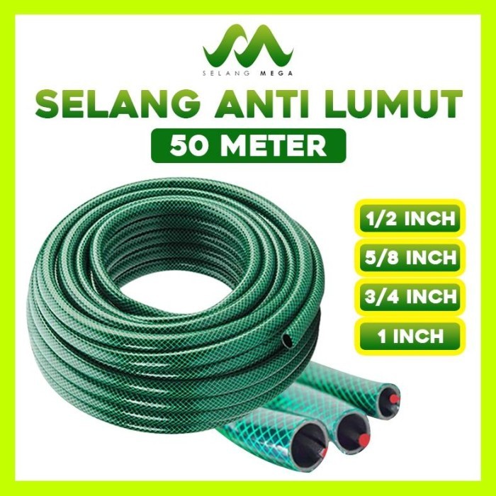 Selang Air Benang 50 Meter / Selang Antilumut Hijau 50 Meter 1/2 5/8