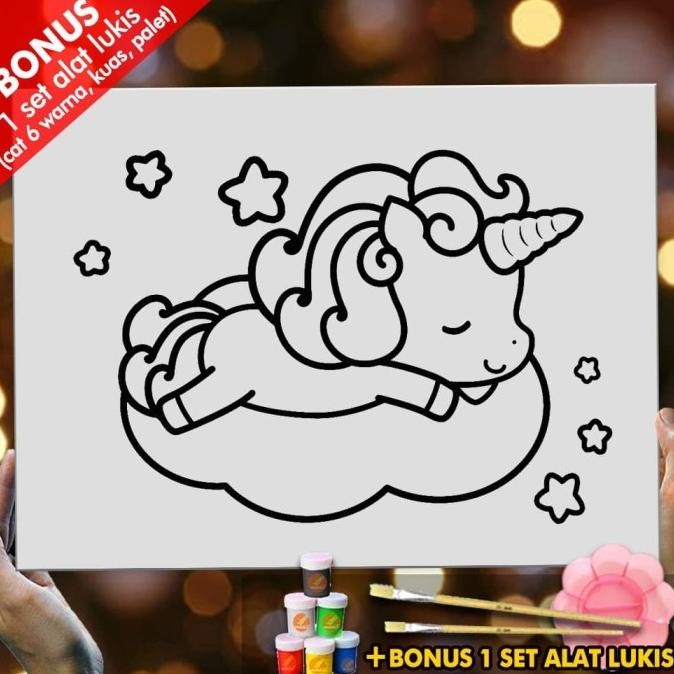 

Kanvas Lukis Sleeping Unicorn Canvas Coloring Mewarnai Anak MEL1206