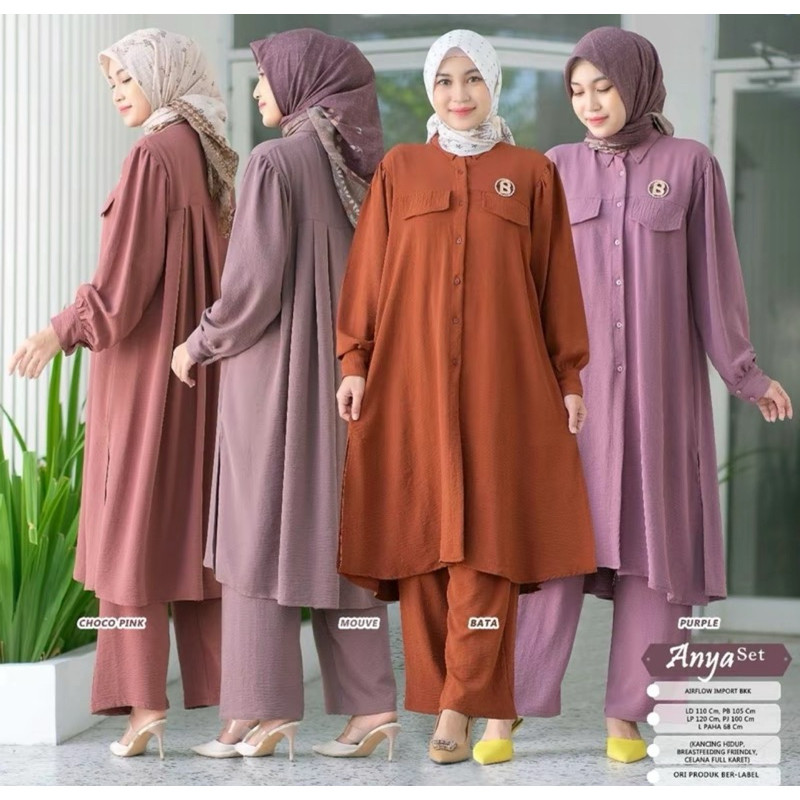 Baju Muslim ANYA LONG TUNIK ONE SET CRINGKEL AIRFLOW