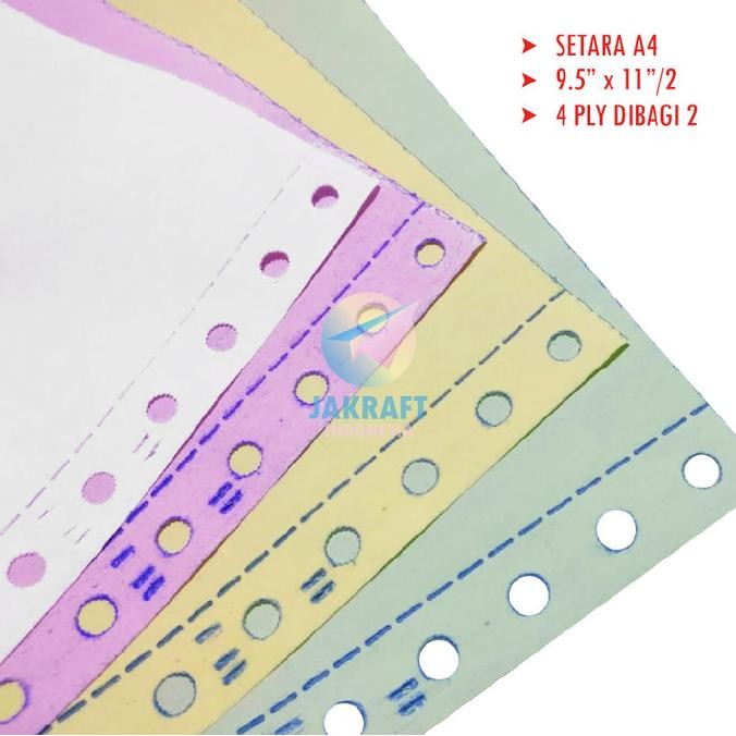 

TERMURAH - Kertas Continuous Form A5 (A4) 9.5 x 11.2 4 Ply / 2 Bagi 2 K4/2 NCR W