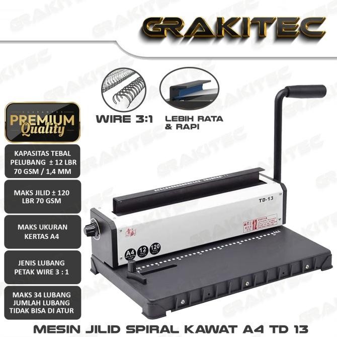 

BEBAS ONGKIR - Mesin Jilid Spiral Kawat T118R TD13 TD130 Grakitec