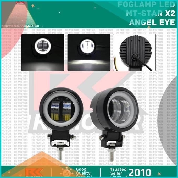 Foglamp LED Lampu Tembak X2 Bulat 20 Watt Angel Eye Mobil Motor 140BZ