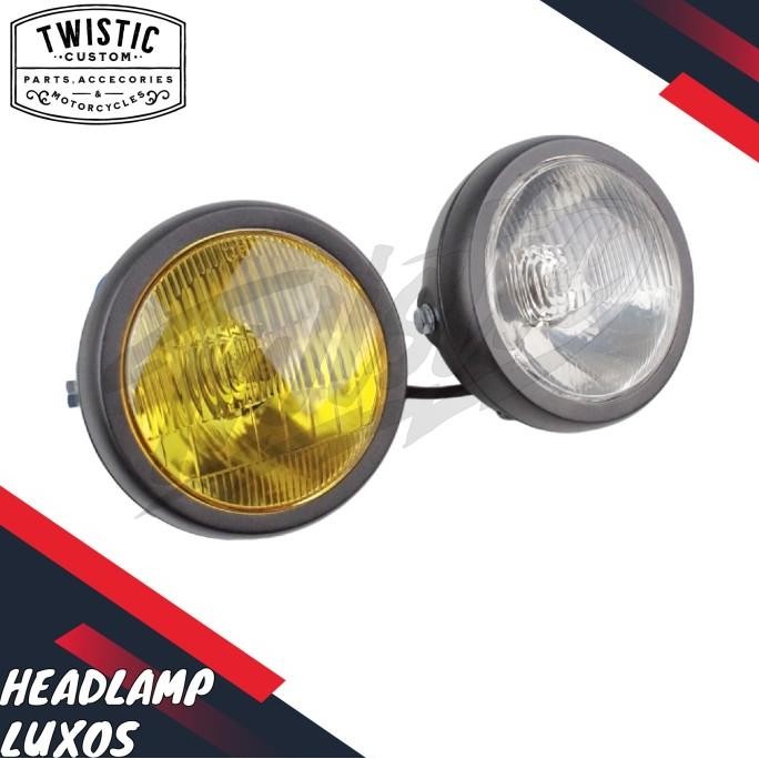 Headlamp Lampu Depan Luxos H4 5.75 Inch Motor W175 Scorpio Tiger Byson Benelli Pe 250 Motobi 250 Uni