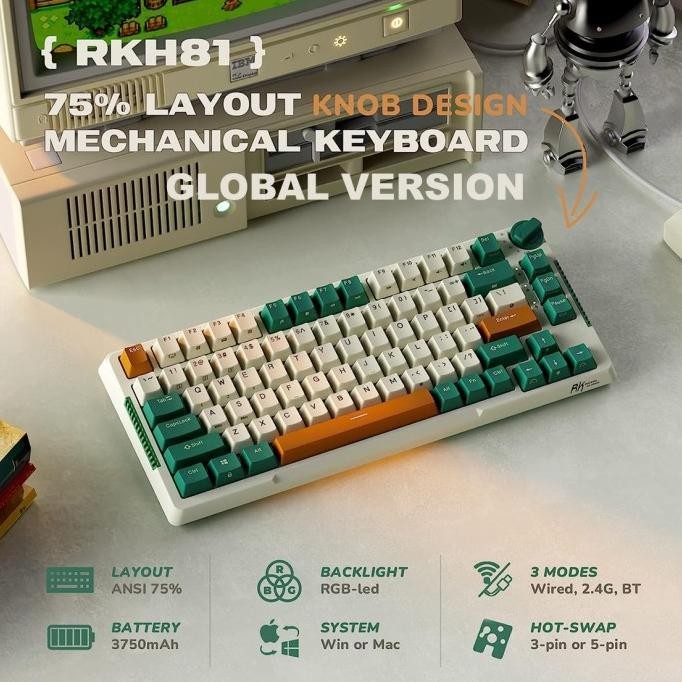 TERLARIS - Royal Kludge RKH81 RK H81 Mechanical Keyboard Gasket Mount Structure