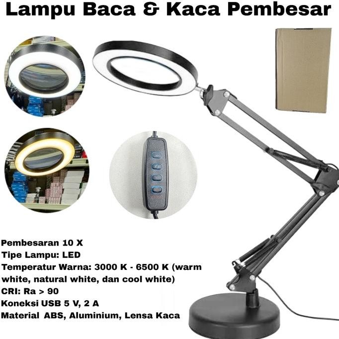 

Baru Lampu Baca Led Kaca Pembesar 10X Pembesaran Premium