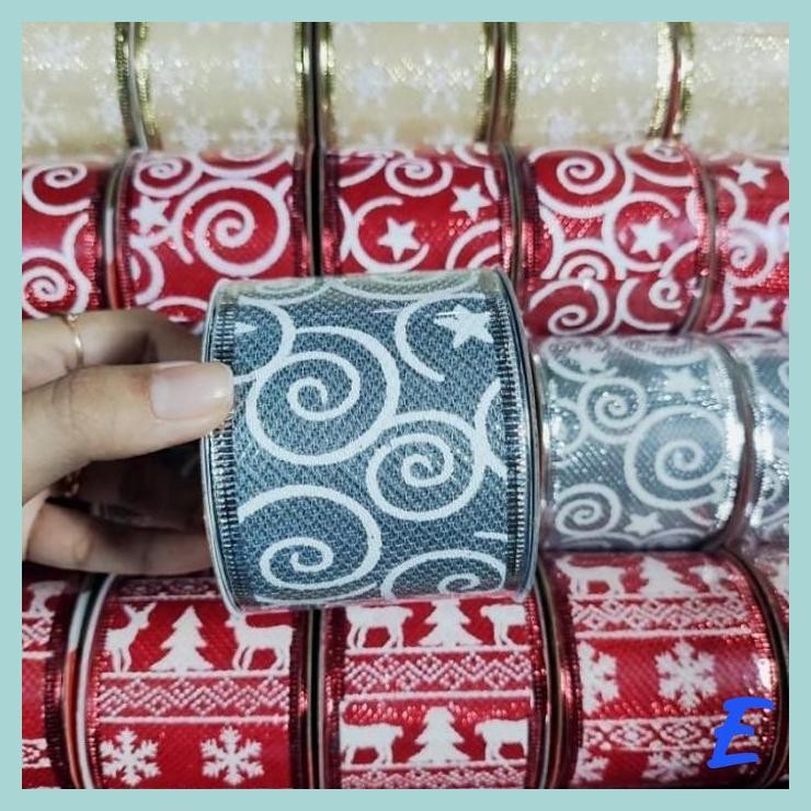 

| MIS | PITA NATAL SNOWFLAKE RUSA SPIRAL PITA HIASAN KADO NATAL PITA BESAR DEKORASI POHON CHRISTMAS RIBBON TERMURAH