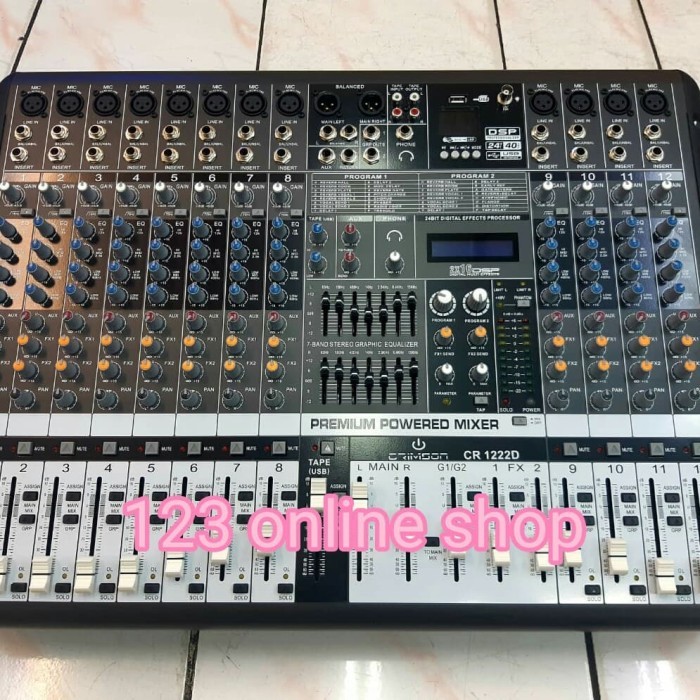 Termurah Power Mixer Premium 12 Channel Crimson 2000 Watt Effect Reverb Digital