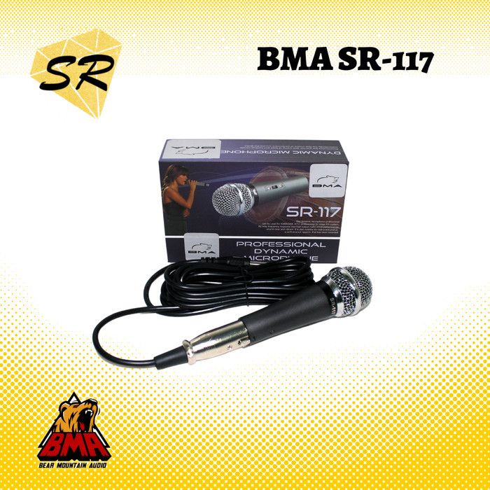 Terbaru Bma Sr117 Professional Dynamic Microphone / Mic Cable / Kabel