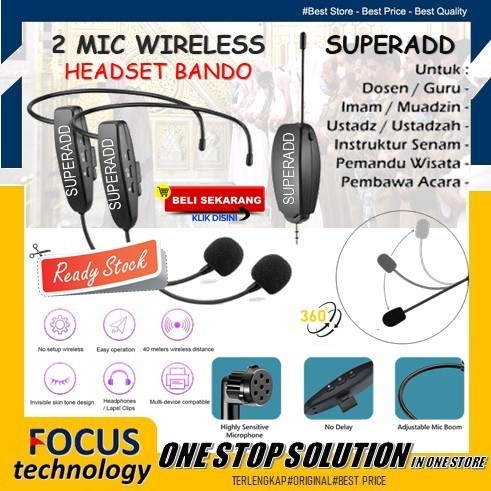 Termurah Microphone Mic Clip On Wireless Bando Call Center Headset Imam Masjid