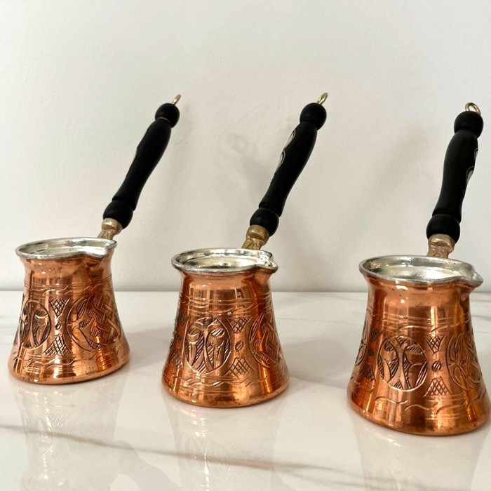 

Ibrik Cezve Turkish Coffe Pot Premium Ukir Tembaga Tebal Handmade Turki