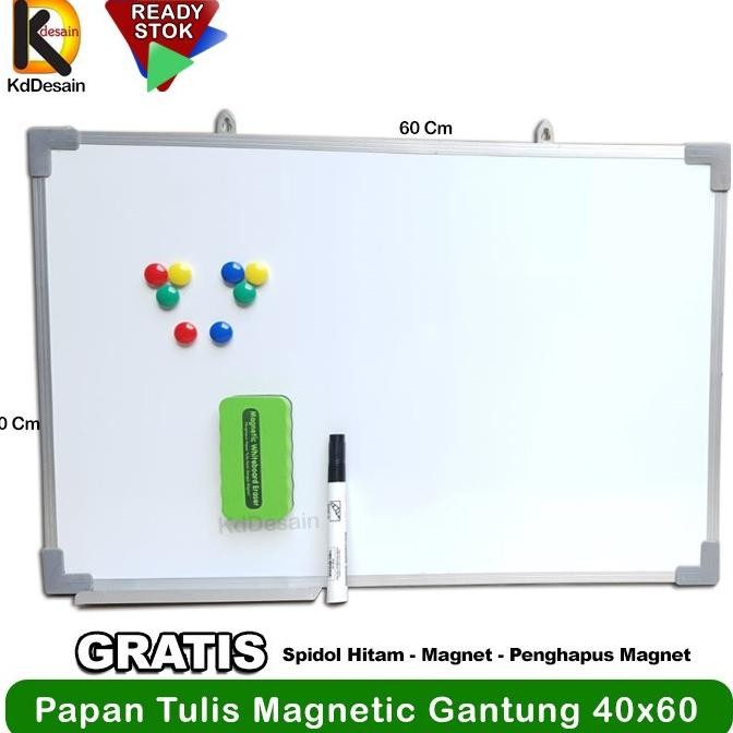 

TERBARU - Papan Tulis Whiteboard Magnetic Gantung 40x60 Spidol Hitam Mgnet Hapus