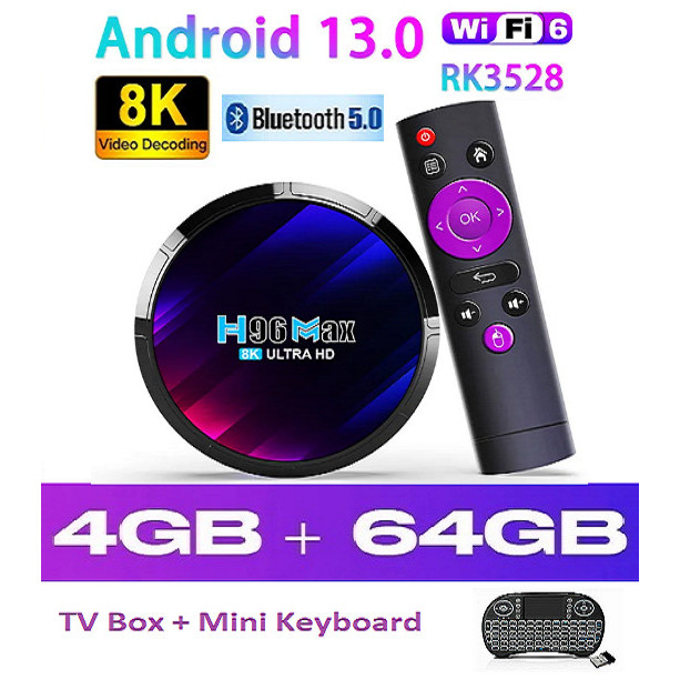 Android TV Box H96 MAX 4GB 64GB Bluetooth Miracast Resolusi 4K