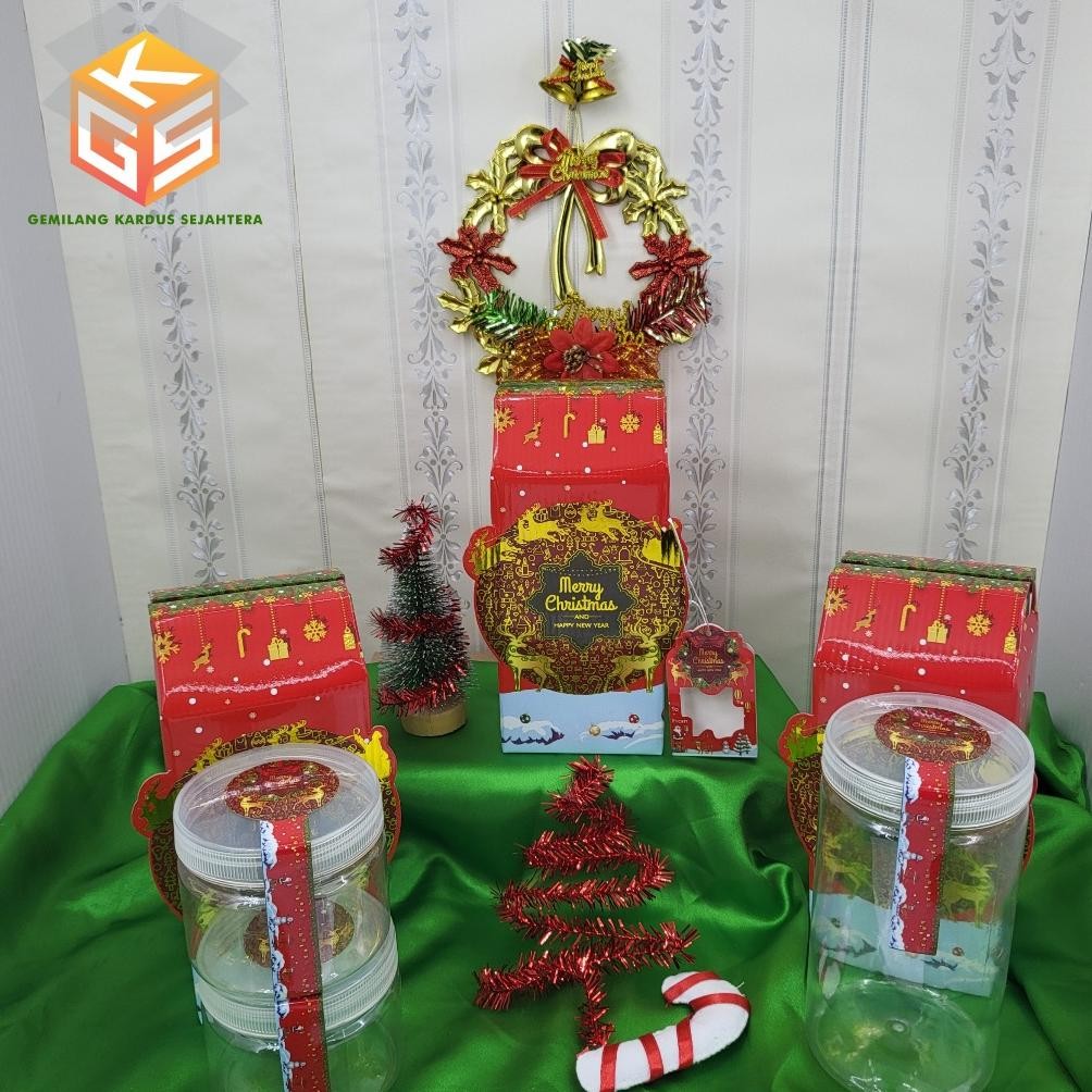 

20Pcs Gable Box Christmas [Free Hang Tag] | Ukuran 1 Toples Jar 1000Ml | Ukuran 2 Toples Jar 400Ml | Box Hampers Natal | Dus Natal | Box Hampers Christmas | Box Hadiah Natal